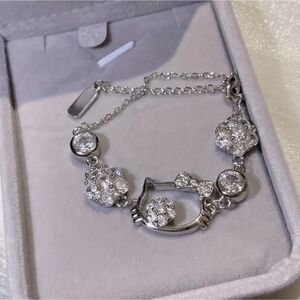 Silver Hello Kitty Hollow Crystal Bracelet